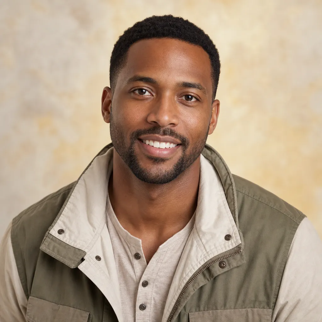 Hugo Raines, portrait, neutral studio backdrop, friendly expression, outdoor jacket, 400x400